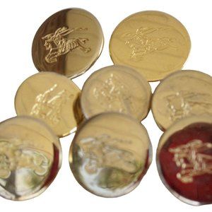 Burberrys Knight Logo Gold Tone Set of 8 Replacement Buttons for Blazer Jacket